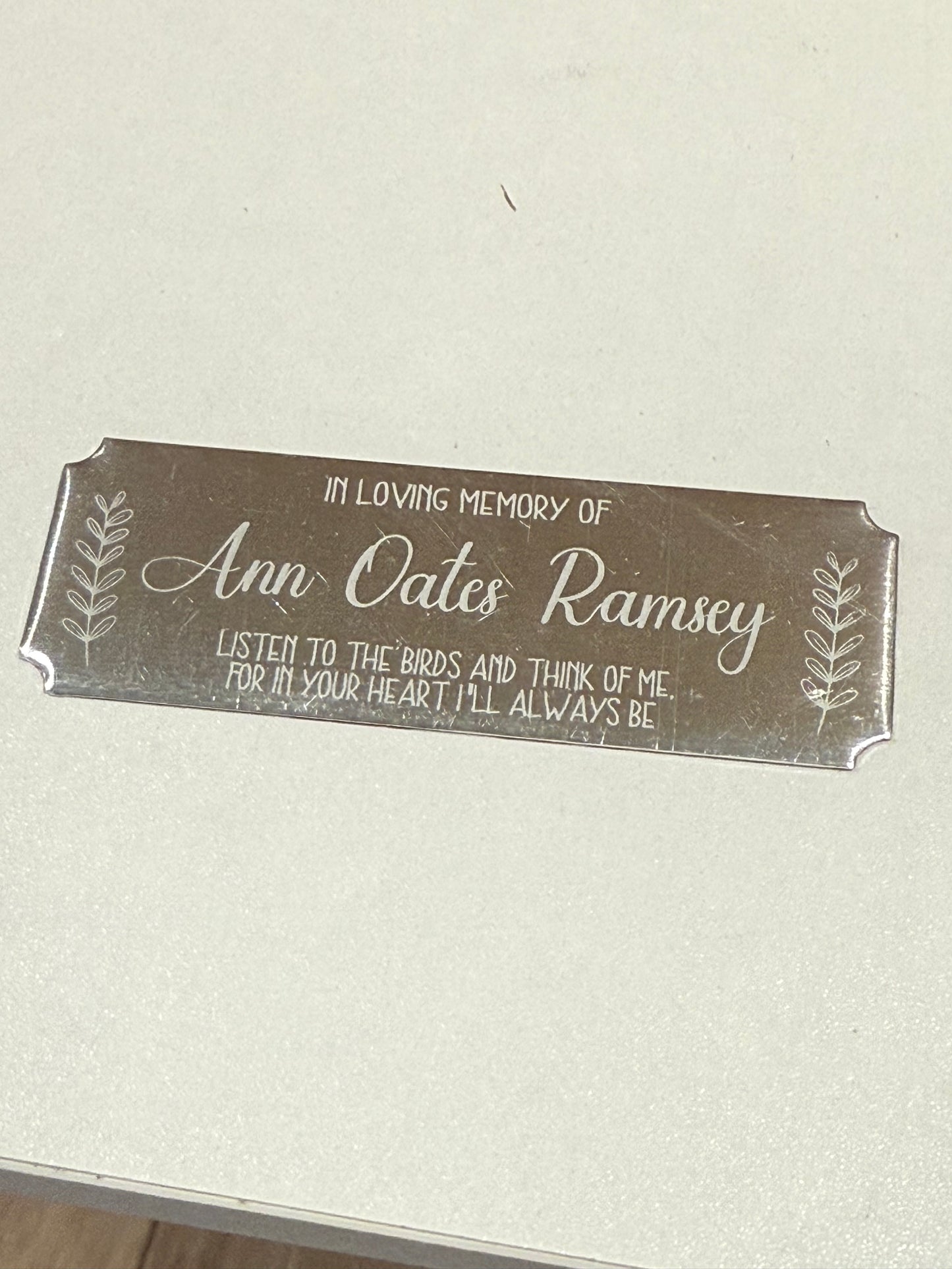 Tiffany Min - custom engraved plaque