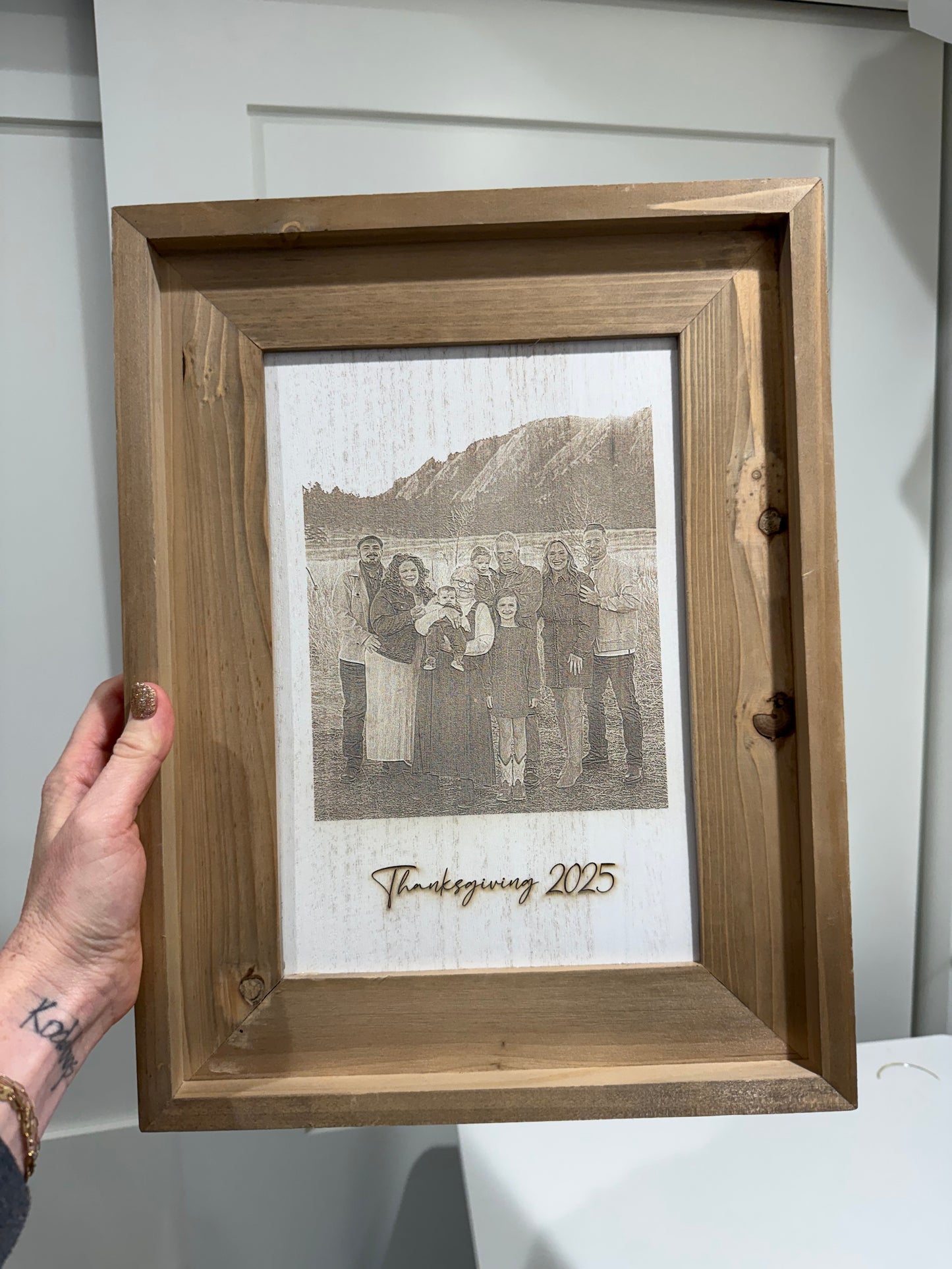 Custom engraved wood frame - Lane Parker
