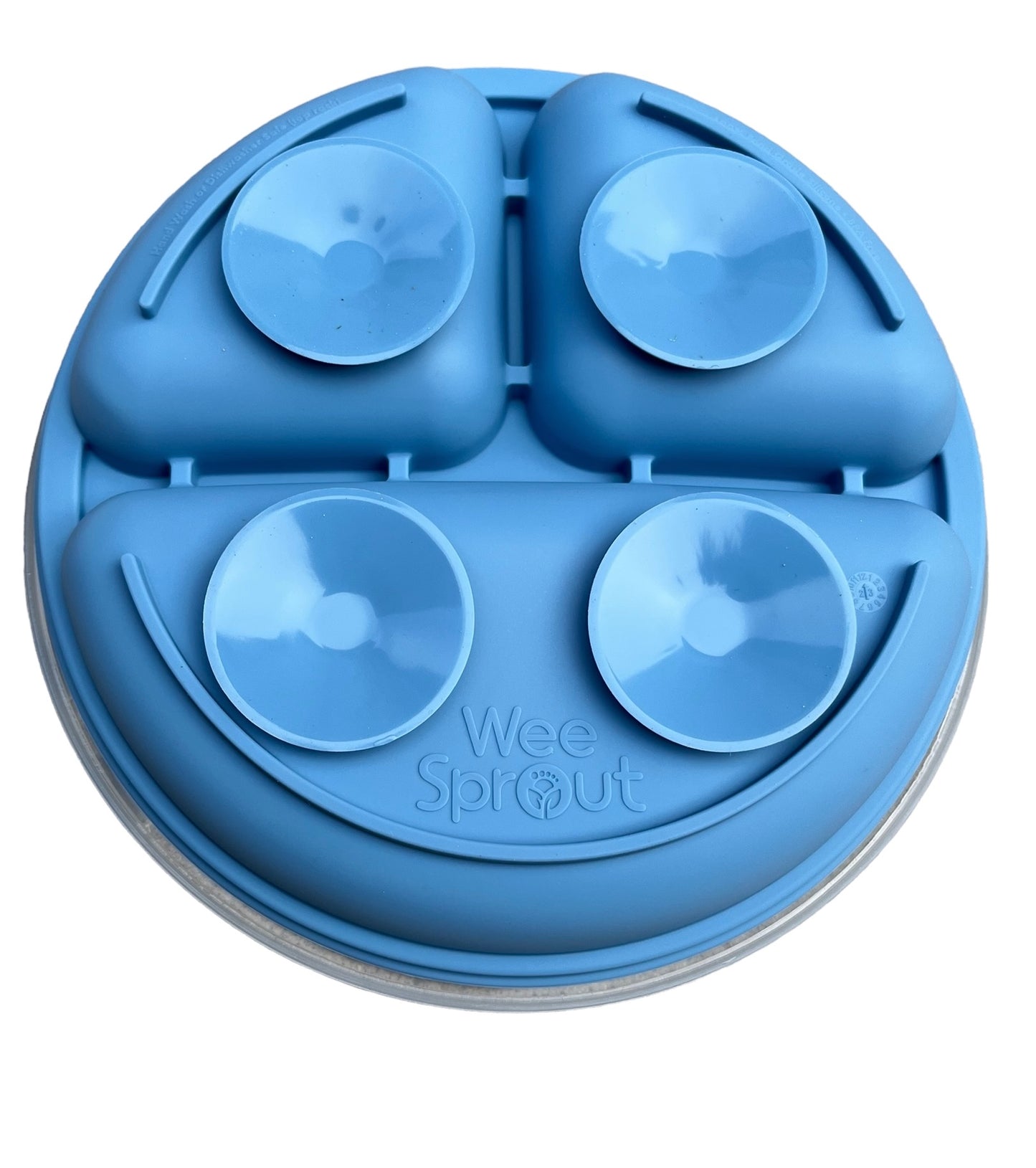 Silicone Plate with Lid and Suction Bottom - Blue