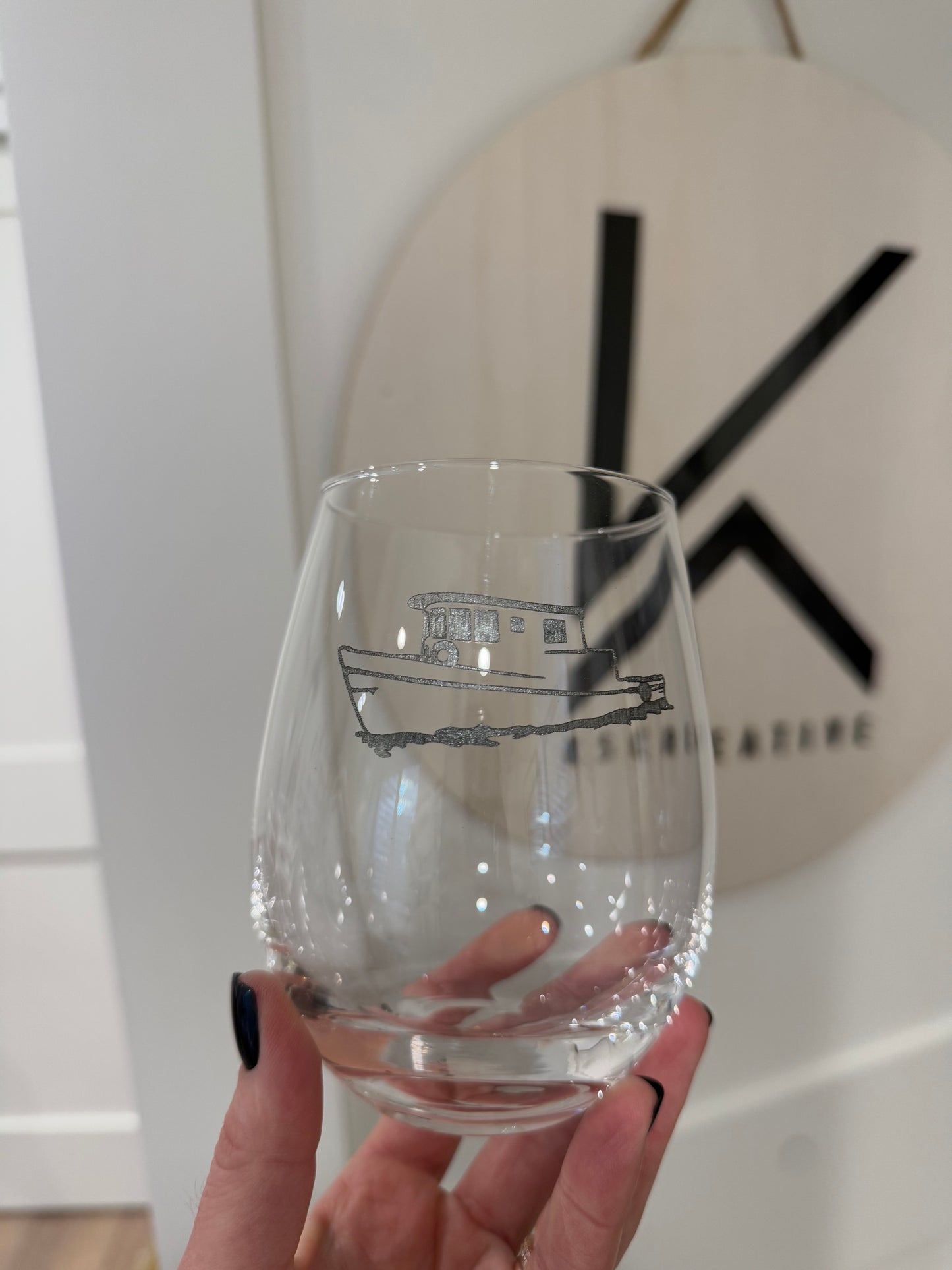 Alison Zapp - Wine Glasses custom engraved one side
