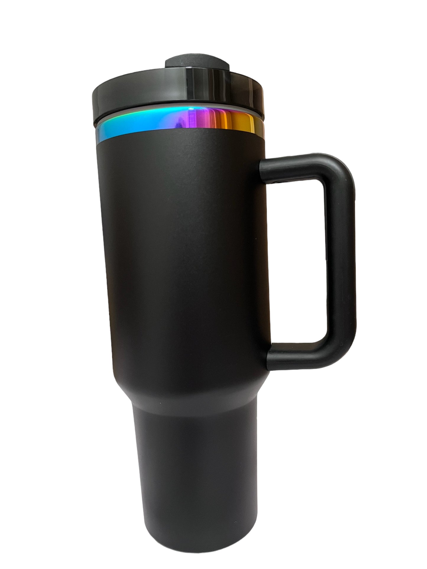 40oz Handle - black with rainbow underlay